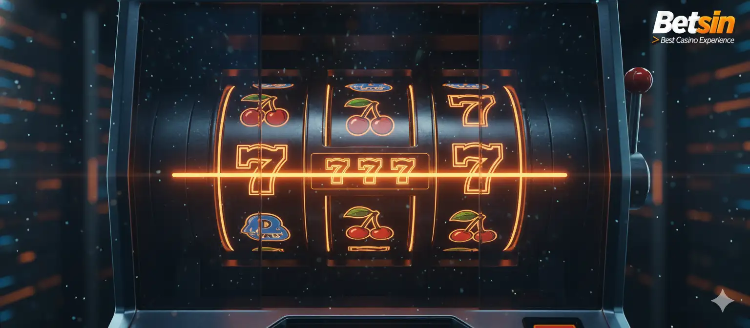 Futuristic Slot Machine Reels with Glowing Paylines