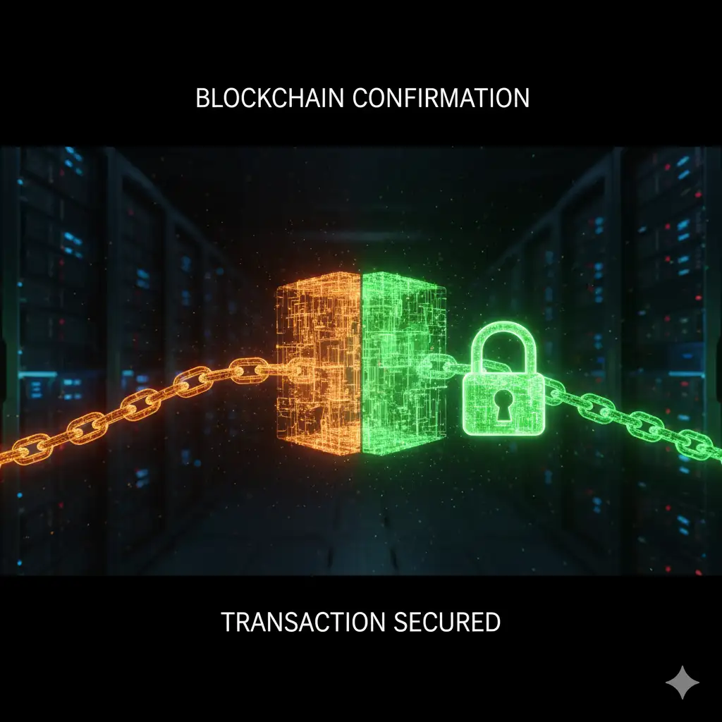 Blockchain Block Confirmation Process Visualization