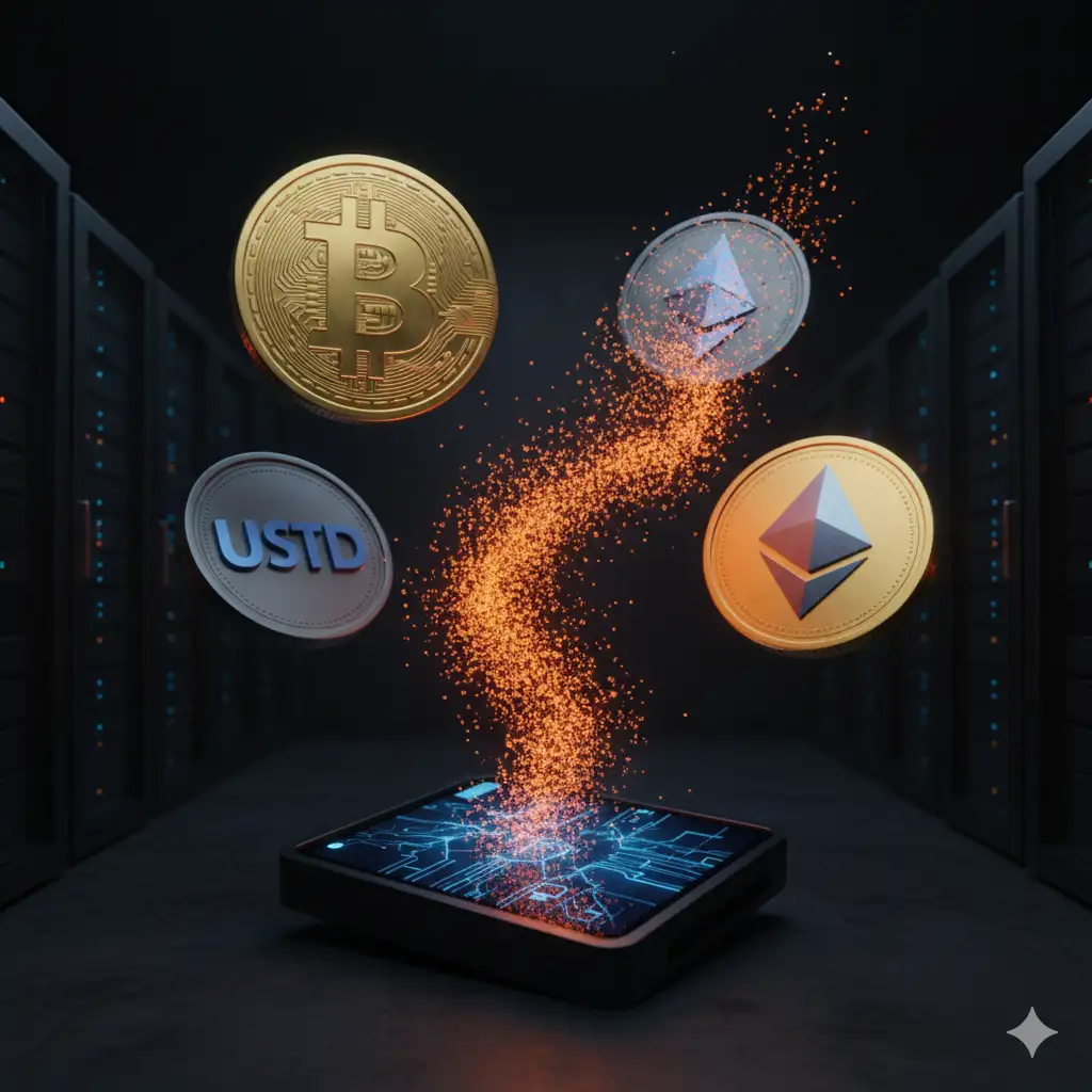 Bitcoin, USDT, Ethereum Crypto Deposit Visualization