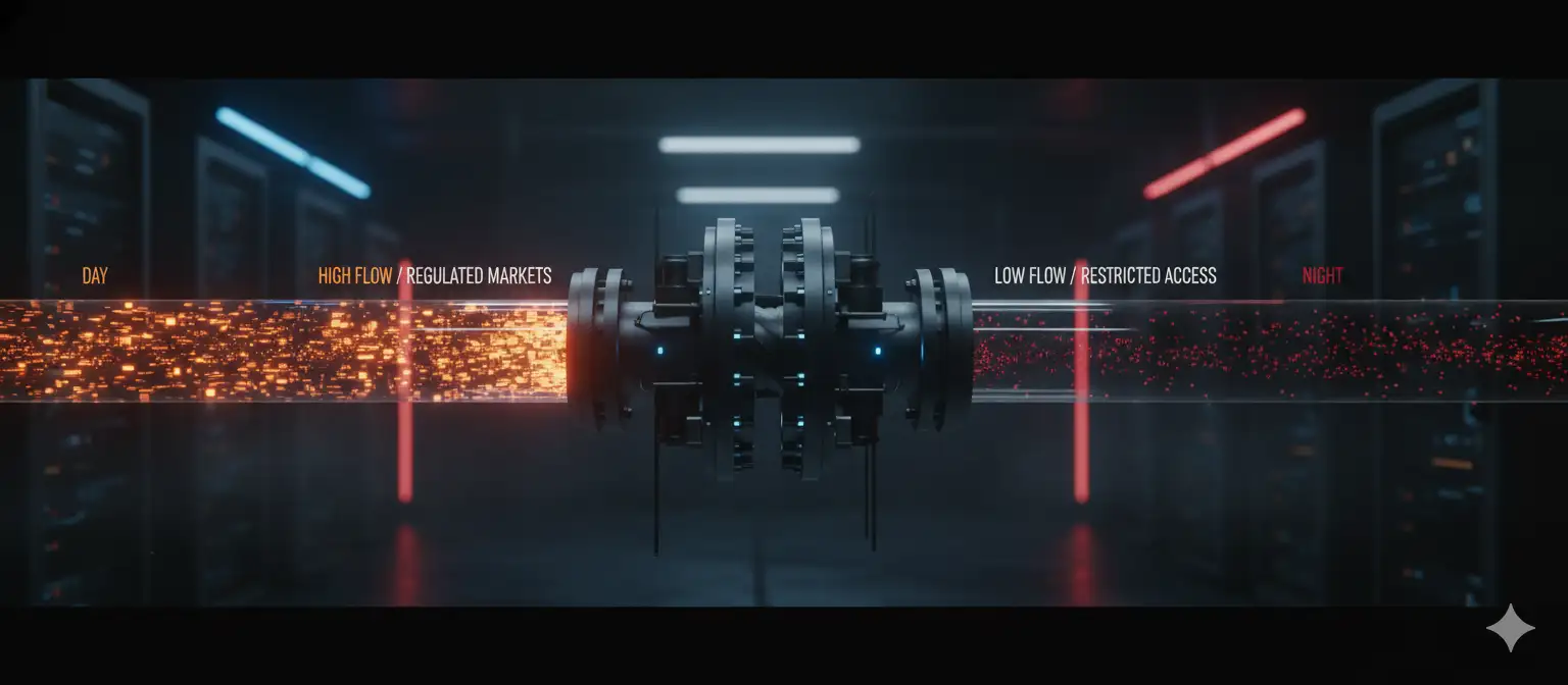 Financial Flow Regulation: Day vs Night Processing Speed
